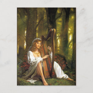 Harp Lady postcard