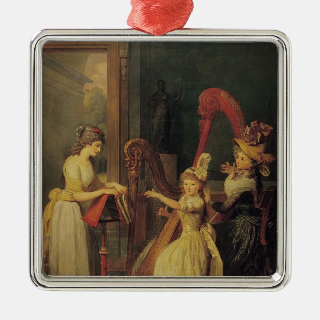 Harp lesson given by Madame de Genlis Metal Tree Decoration (Front)