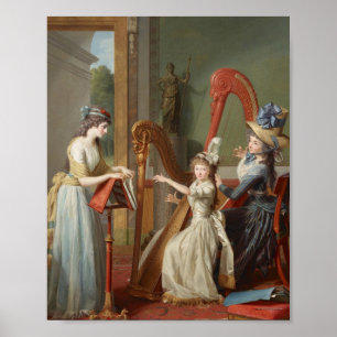 Harp Lesson Given By Madame De Genlis Poster