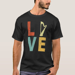 Harp Love Funny Harp Player Harpist Orchestra Retr T-Shirt
