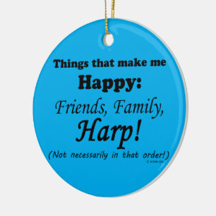 Harp Makes Me Happy Ceramic Tree Decoration