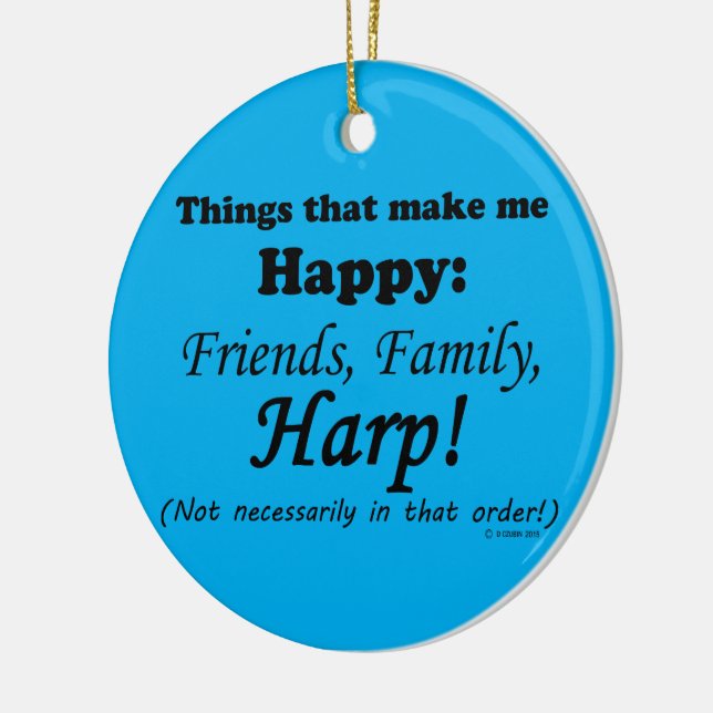 Harp Makes Me Happy Ceramic Tree Decoration (Left)