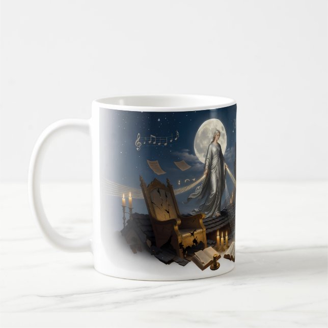 Harp Muse Moonlight Celestial Music Night Mug (Left)