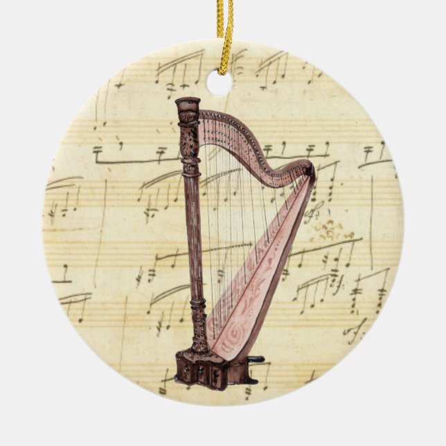 Harp Music Christmas Ornament (Front)