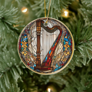 Harp Music Instrument Ceramic Tree Decoration