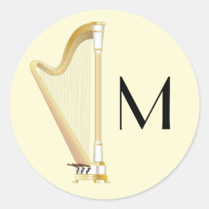 Harp Musician Music Teacher Classic Round Sticker