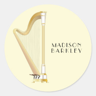 Harp Musician Music Teacher Classic Round Sticker