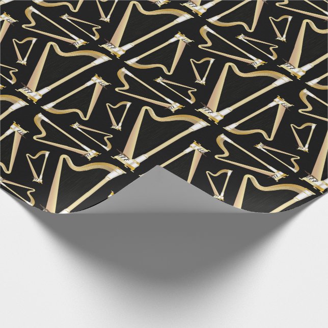 Harp Musician Music Teacher Wrapping Paper (Corner)