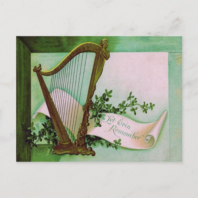 Harp of Erin Shamrock Green Postcard (Front)