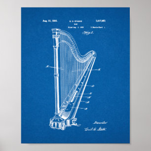 Harp Patent - Blueprint Poster
