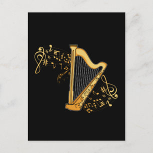 Harp Player Gift Girls Harpist Women Music Harp Postcard