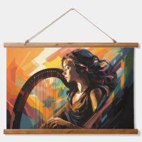 Harp Player Music Painting Abstract Art Decor