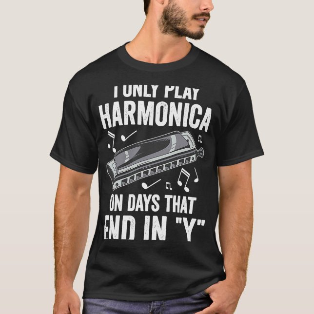 Harp Player Only Plays Harmonica T-Shirt (Front)