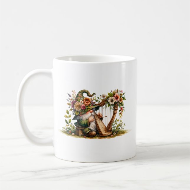 Harp Playing Garden Gnome Coffee Mug (Left)