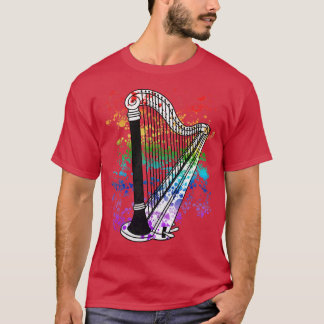Harp Rainbow Colours Harpist String Musician T-Shirt