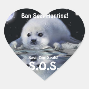 HARP SEAL Anti Seal-Hunt Wildlife Heart Sticker