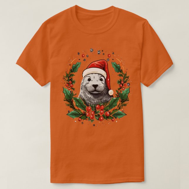 Harp Seal Christmas T-Shirt (Design Front)