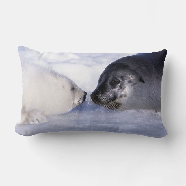 Harp Seal Mother with Pup Lumbar Cushion (Front)