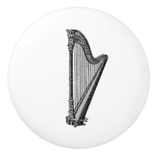 Harp string instrument vintage musical art ceramic knob