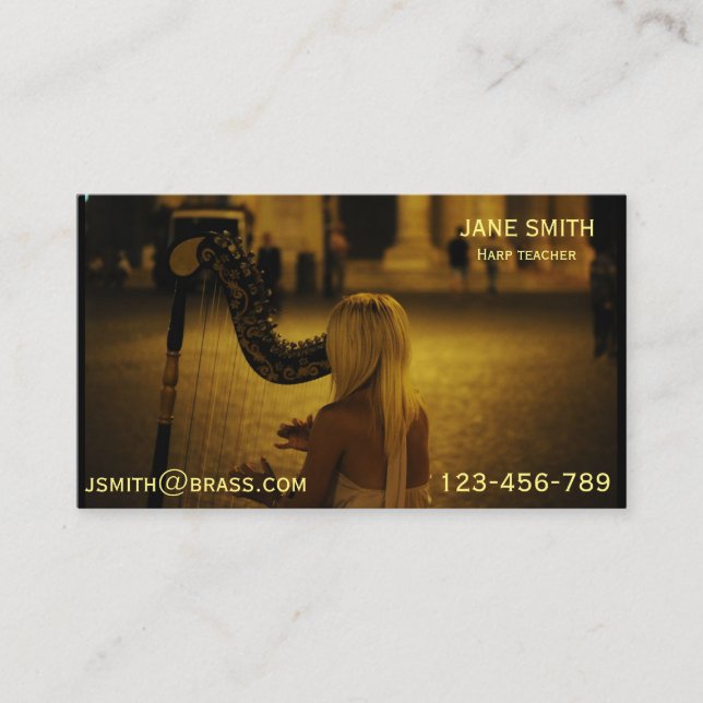 Harp Teacher or tutor Business Card (Front)