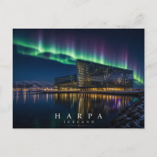 Harpa Concert Hall Reykjavík Iceland Aurora Postcard