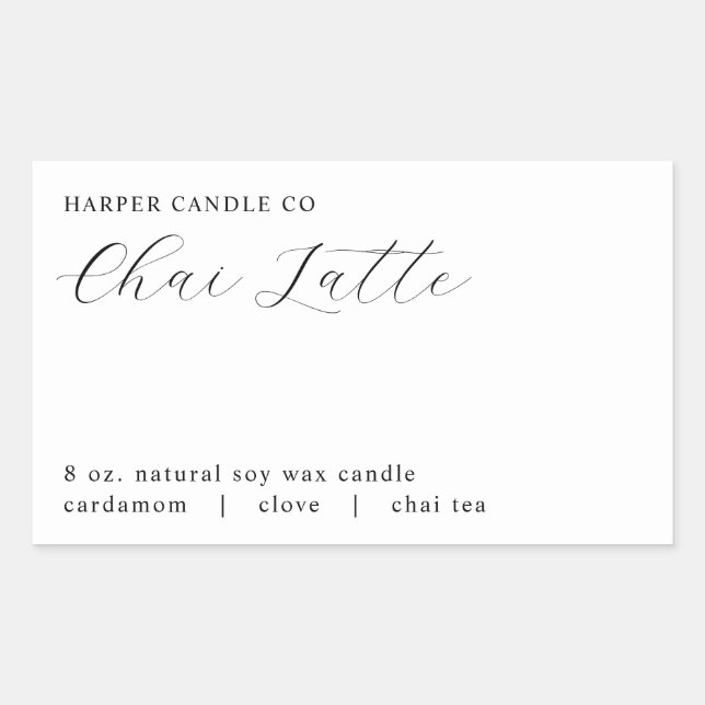 Harper Chai Latte Style Matte Candle Label (Front)