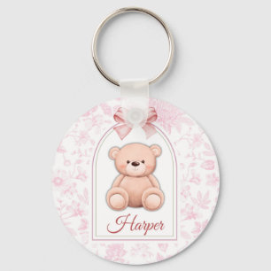 Harper   Custom Pink Teddy Bear Nursery Design  Key Ring