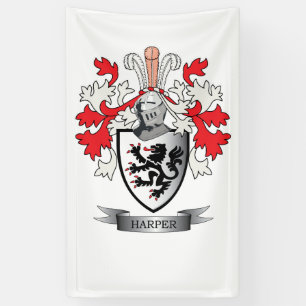 Harper Family Crest Coat of Arms Banner