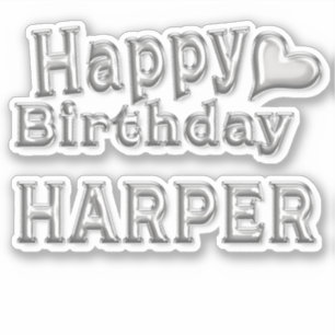 Harper Happy Birthday silver Sticker