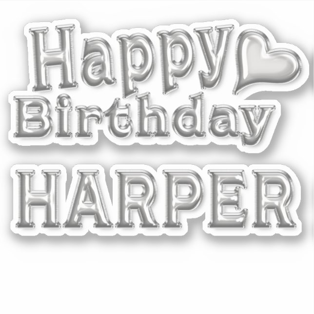 Harper Happy Birthday silver Sticker (Front)