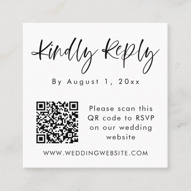 HARPER Modern Minimalist QR Code RSVP Square Card (Front)