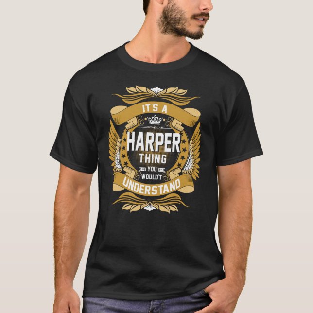 HARPER Name, HARPER family name crest T-Shirt (Front)