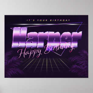 Harper Name Vorname lila retro Poster Geburtstag