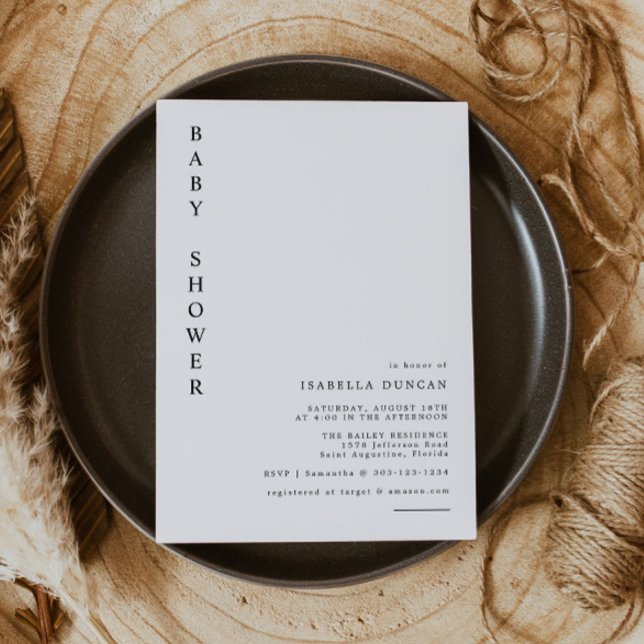 HARPER Simple Modern Minimalist Baby Shower Invitation (Creator Uploaded)