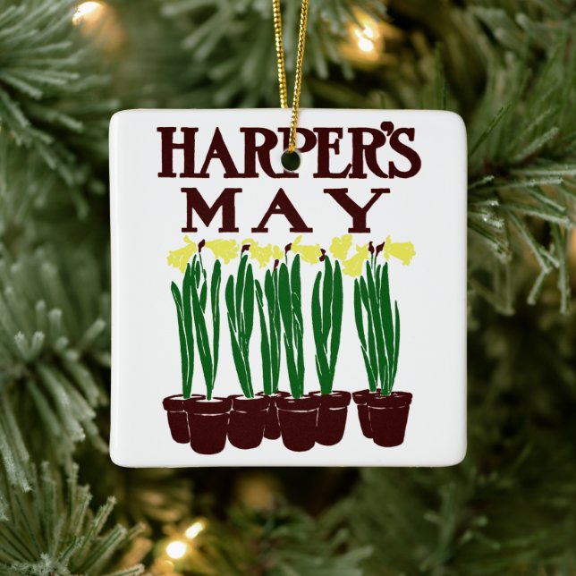 Harper's 1899 Edward Penfield Daffodils Ceramic Ornament (Tree)
