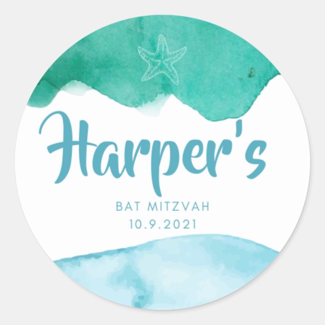 Harper's Bat Mitzvah Classic Round Sticker (Front)