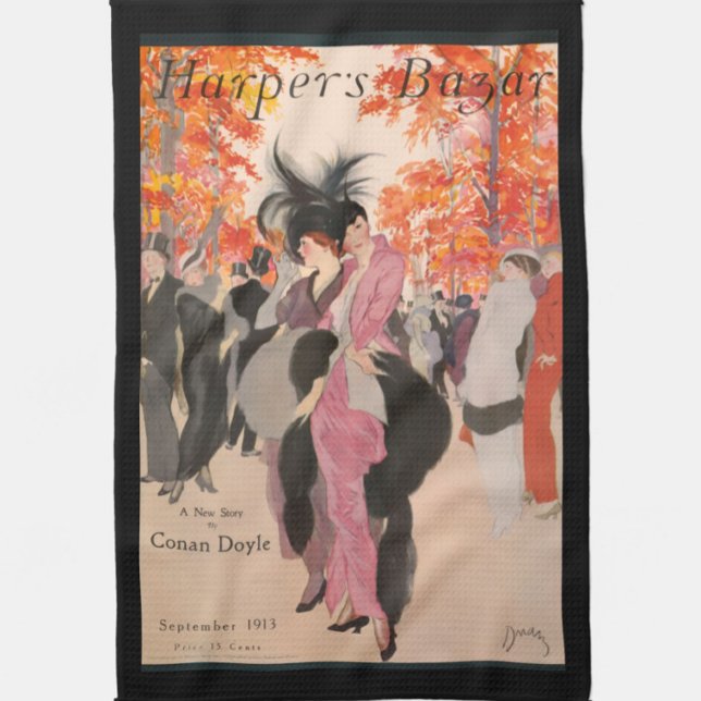 Harper's Bazaar fall fashion 1913 art deco Tea Towel (Creator Uploaded)
