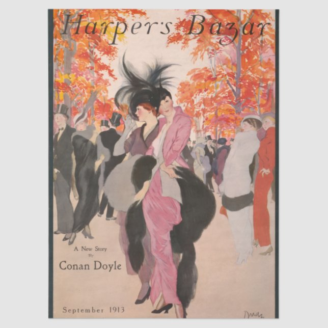 Harper's Bazaar fall fashion 1913 art deco Tissue Paper (Front)