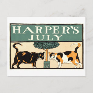 Harper's Cover for July 1898 with Cats Postcard