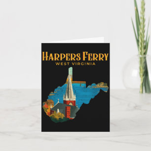 Harpers ferry landscape west virginia map retro card