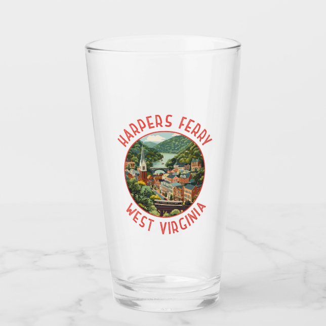 Harpers Ferry West Virginia Distressed Circle Glass (Front)