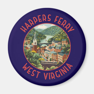 Harpers Ferry West Virginia Distressed Circle Magnet