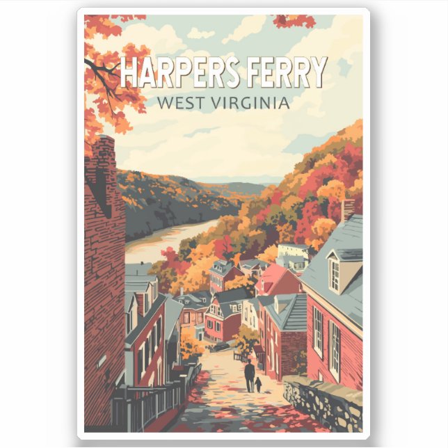 Harpers Ferry West Virginia Travel Art Vintage (Front)