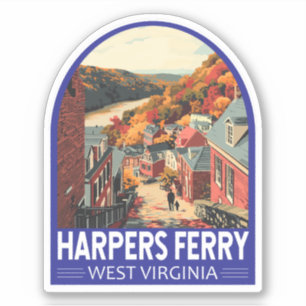 Harpers Ferry West Virginia Travel Art Vintage