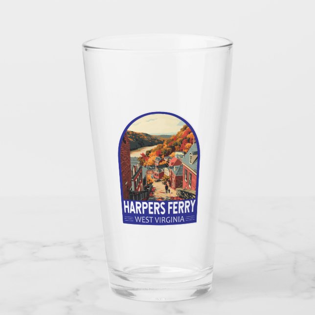 Harpers Ferry West Virginia Travel Art Vintage Glass (Front)
