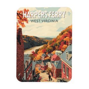 Harpers Ferry West Virginia Travel Art Vintage Magnet