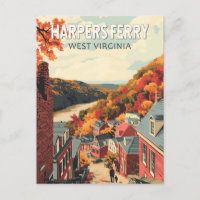 Harpers Ferry West Virginia Travel Art Vintage