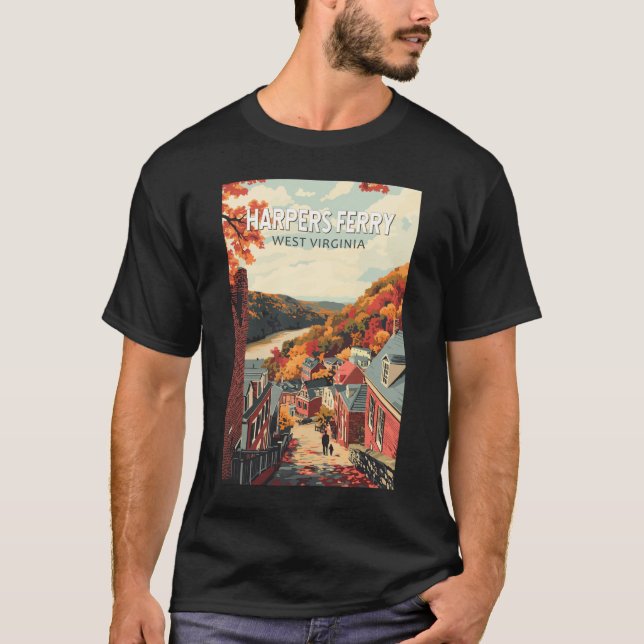 Harpers Ferry West Virginia Travel Art Vintage T-Shirt (Front)