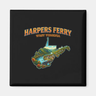 Harpers ferry west virginia vintage map scenic magnet