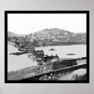 Harpers Ferry, WV Railroad Bridge Ruins 1862 Poster